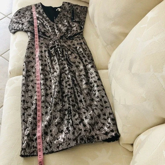 Harlyn Sequin Cocktail Dress Short Sleeves Front‎ Slit Size S - Picture 9 of 12